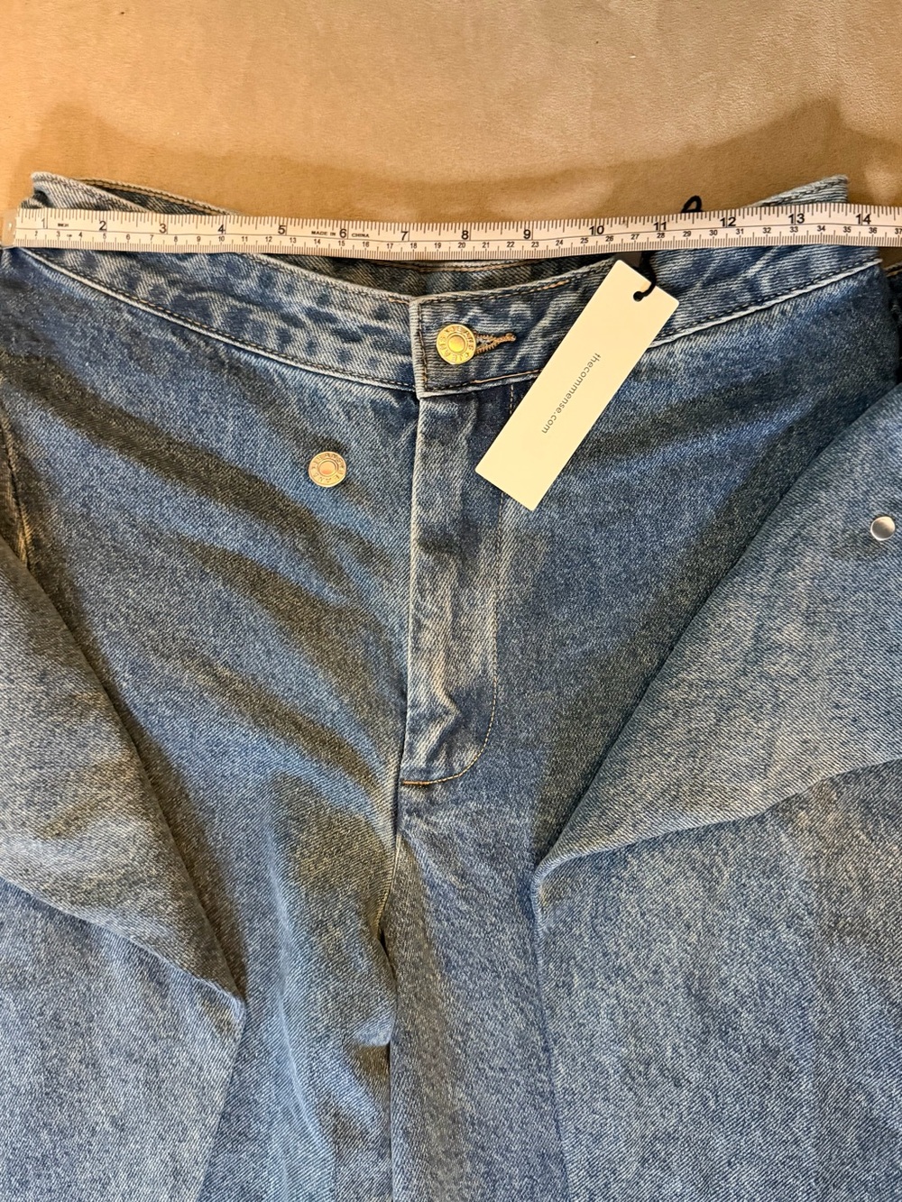 Commense Dark Blue Wide-Leg Wrap Overlay Jeans - Picture 5 of 7